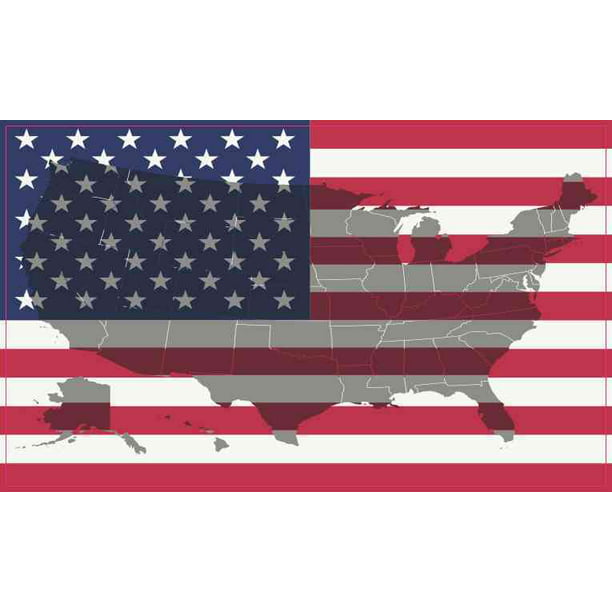6" Wide USA United States of America American map flag sticker Vinyl decal US